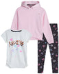 RBX Girls Legging Set - 3 Piece Fleece Pullover Hoodie Short Sleeve Graphic Tee Shirt and Leggings for Girls (Sizes:4-16) Size 7-8 Black/Pink
