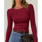 Women Long Sleeve T Shirts Crewneck Slim Fit Tops Going Out Fall Fashion Basic Tee