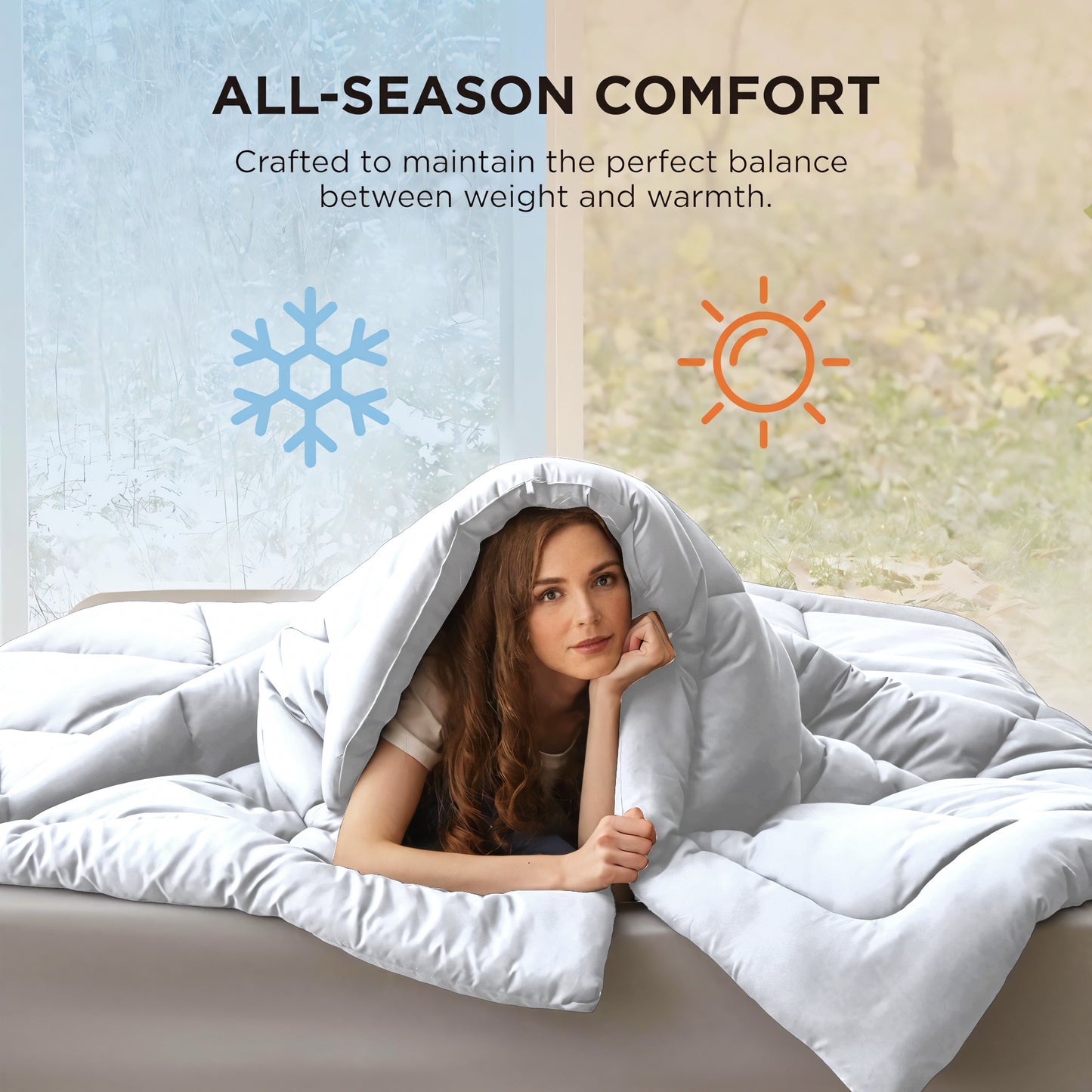 Queen Comforter All Season Breathable White Comforter Soft 4D Spiral Fiber Quilted Down Alternative Duvet Insert with Corner Tabs Luxury Hotel Style (88"x88") Down Quilt Breathable And Warm,  White Plaid