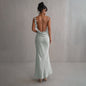 Women's Backless Flower Satin Dress