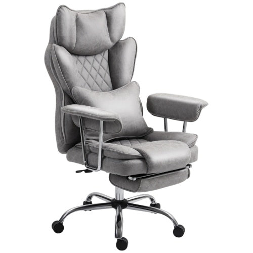 HOMCOM Leathaire Reclining Office Chair With Lumbar Support Pillow