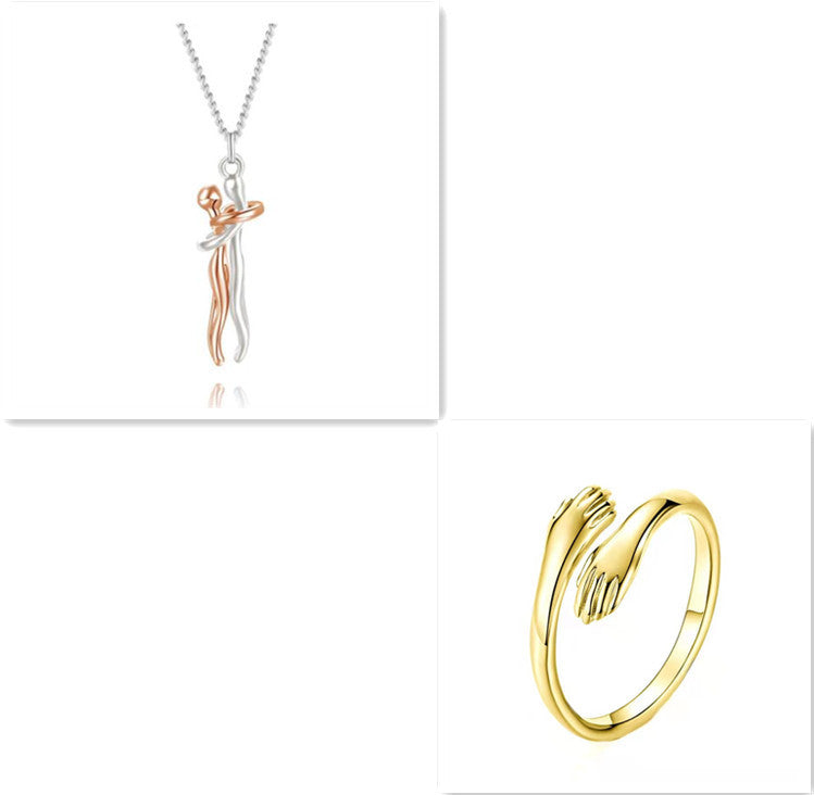 Fashion Hugging Necklace Jewelry Choker Hug Pendant Chain Men Necklace for Lover Women couple Men Lady Female Male Gift