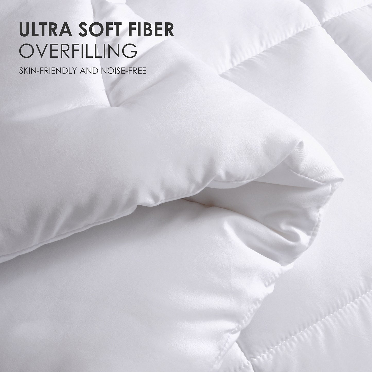 Queen Comforter All Season Breathable White Comforter Soft 4D Spiral Fiber Quilted Down Alternative Duvet Insert with Corner Tabs Luxury Hotel Style (88"x88") Down Quilt Breathable And Warm,  White Plaid