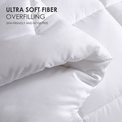 Queen Comforter All Season Breathable White Comforter Soft 4D Spiral Fiber Quilted Down Alternative Duvet Insert with Corner Tabs Luxury Hotel Style (88"x88") Down Quilt Breathable And Warm,  White Plaid