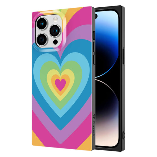 Cocomii - Rectangle Case Compatible with iPhone 14 Pro Max - Compatible with MagSafe Colorful Latte Art Love Hearts Glossy Magnetic Phone Case for iPhone 14 Pro Max 6.7 inch Rainbow