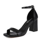 Abbleet Womens Chunky Block Heels Square Open Toe Ankle Strap Heeled Sandals Pumps Shoes for Wedding Party Evening Dress(Black6)