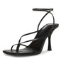 olomisa Strappy Heels for Women Square Toe Thong Heels Ankle Strap Stiletto Heeled Sandals