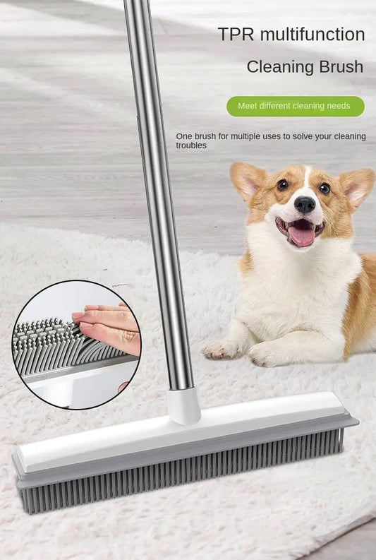 1pc Pet Hair Removal Rubber Broom with Squeegee Handle