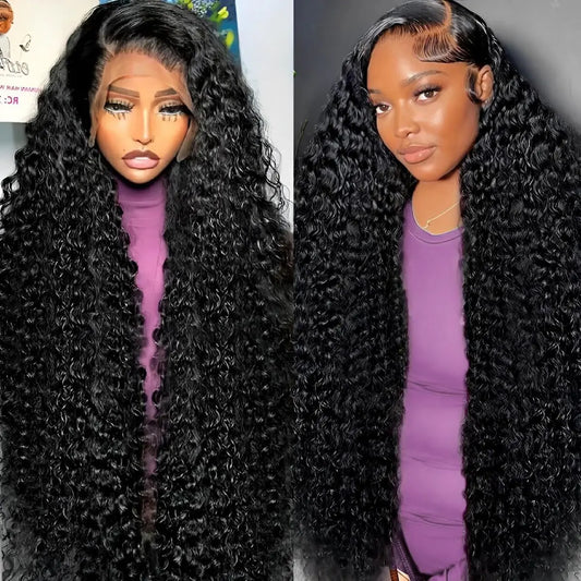 Tholap 24 Inch 13x6 Deep Wave Lace Front Wigs Human Hair 200 Density 13x6 HD Lace Front Wigs Human Hair Pre Plucked Deep Curly Glueless Wig 100% Virgin Human Hair Lace Front Wigs for Women