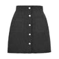 Single-breasted Slim Fit Solid Color Skirt