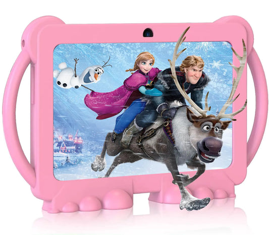 YOBANSE Kids Tablet 7 inch Tablet for Kids 6GB RAM 32GB ROM Android 13 Toddler Tablet with Bluetooth WiFi Dual Camera Children Tablet with Parental Control Educational App(Light Pink)