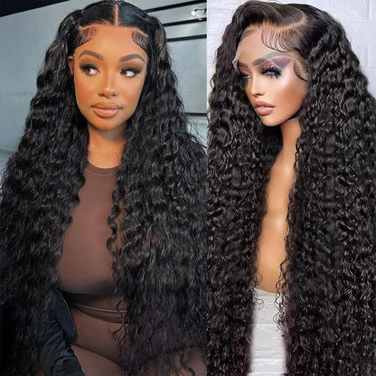 Tyiu 22 Inch Deep Wave Lace Front Wigs Human Hair Wigs for Women 13x6 Deep Curly Lace Frontal Wigs Human Hair 250 Density HD Lace Front Wigs Human Hair Pre Plucked with Baby Hair