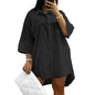 Plus Size Women’s Solid Color Turn-Down Collar Dress