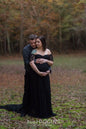 Lace Maternity Maxi Dress with Flutter Sleeves