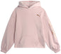 PUMA Girls Sweatshirt - Performance Fleece Pullover Graphic Hoodie for Girls (7-16) Size 7 Pink/Heather/White