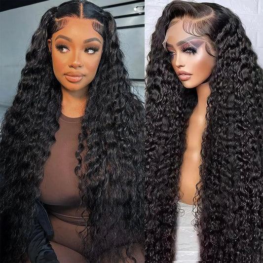 Tyiu 22 Inch Deep Wave Lace Front Wigs Human Hair Wigs for Women 13x6 Deep Curly Lace Frontal Wigs Human Hair 250 Density HD Lace Front Wigs Human Hair Pre Plucked with Baby Hair