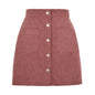 Single-breasted Slim Fit Solid Color Skirt